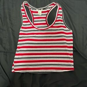 Bozzolo tank top, white, red, and black crop top